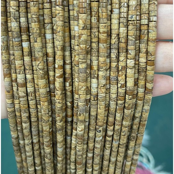 No_2312_Natural Picture Jasper Disc (heishi) Spacer Beads_4*2mm_(Sold Per Strand)