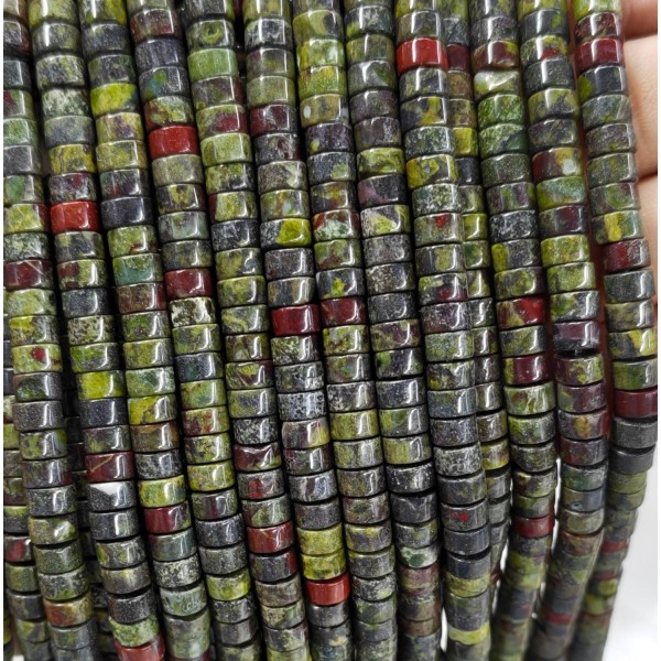 No_2324_Natural Dragon Blood Jasper Disc (heishi) Spacer Beads_6*3mm_(Sold Per Strand)