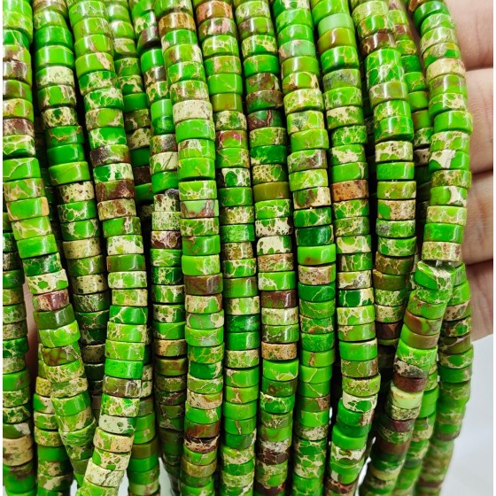 No_2330_Enhanced Grass Green Imperial Jasper Disc (heishi) Spacer Beads_6*3mm_(Sold Per Strand)