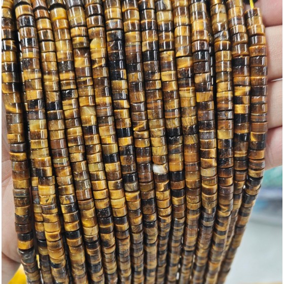 No_2340_Natural Yellow Tiger Eye Stone Disc (heishi) Spacer Beads_6*3mm_(Sold Per Strand)
