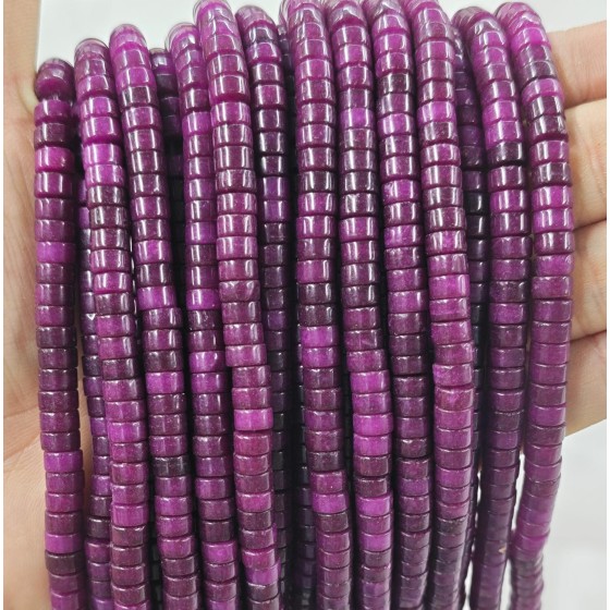 No_2342_Enhanced Dark Purplish Red Chalcedony Disc (heishi) Spacer Beads_6*3mm_(Sold Per Strand)