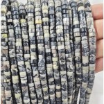 No_2346_Natural Black Grid Stone Disc (heishi) Spacer Beads_6*3mm_(Sold Per Strand)