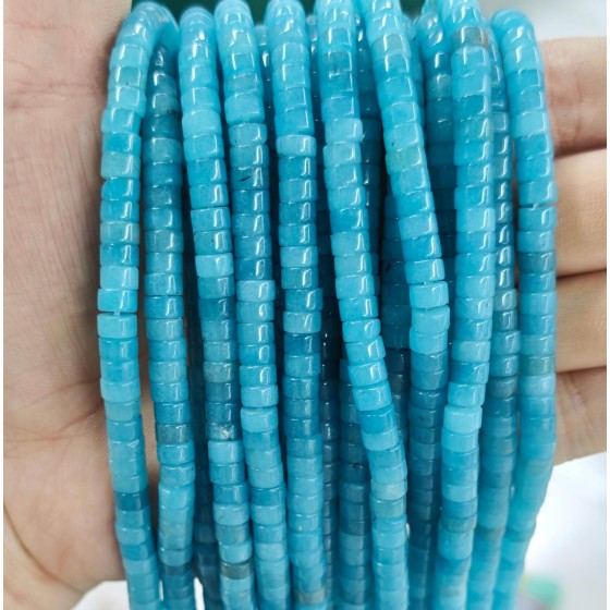 No_2359_Enhanced Lake Blue Chalcedony Disc (heishi) Spacer Beads_6*3mm_(Sold Per Strand)