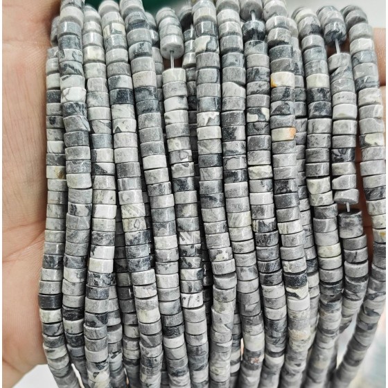 No_2361_Natural Picture Jasper Disc (heishi) Spacer Beads_6*3mm_(Sold Per Strand)