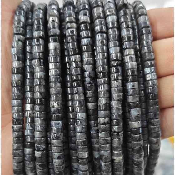 No_2364_Natural Black Labradorite Disc (heishi) Spacer Beads_6*3mm_(Sold Per Strand)