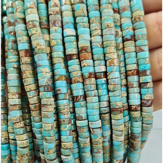 No_2373_Enhanced Blue Imperial Jasper Disc (heishi) Spacer Beads_6*3mm_(Sold Per Strand)
