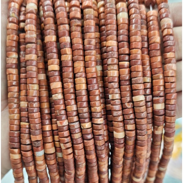 No_2378_Natural Red Malachite Disc (heishi) Spacer Beads_6*3mm_(Sold Per Strand)