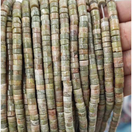 No_2380_Natural Medium Unakite Disc (heishi) Spacer Beads_6*3mm_(Sold Per Strand)
