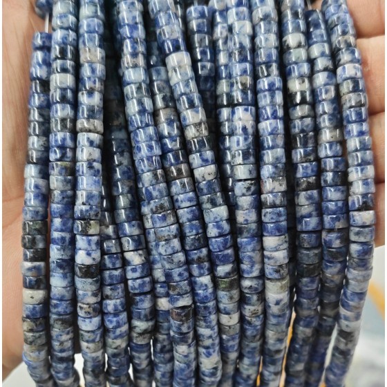 No_2381_Natural Blue Spot Jasper Disc (heishi) Spacer Beads_6*3mm_(Sold Per Strand)