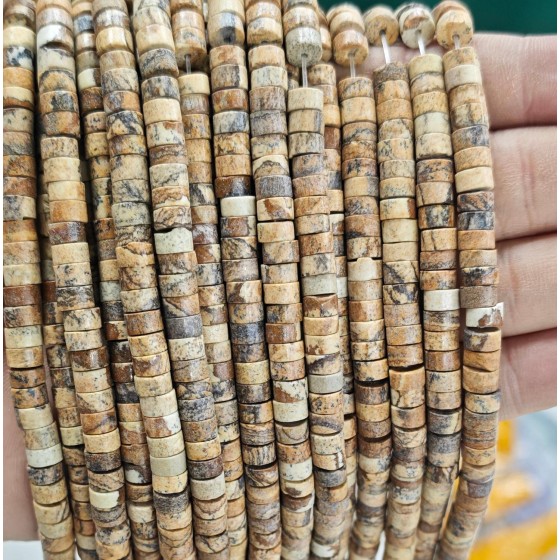 No_2383_Natural Picture Jasper Disc (heishi) Spacer Beads_6*3mm_(Sold Per Strand)