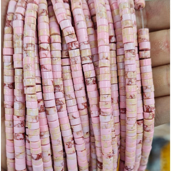 No_2393_Synthetic Pink Imperial Jasper Disc (heishi) Spacer Beads_6*3mm_(Sold Per Strand)