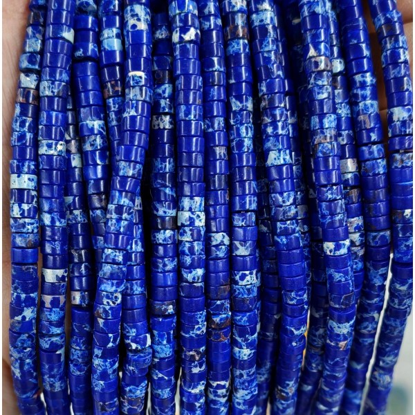 No_2398_Synthetic Navy Blue Imperial Jasper Disc (heishi) Spacer Beads_6*3mm_(Sold Per Strand)