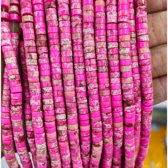 No_2410_Synthetic Rose Red Imperial Jasper Disc (heishi) Spacer Beads_6*3mm_(Sold Per Strand)
