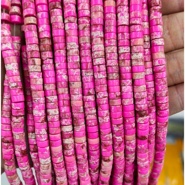 No_2410_Synthetic Rose Red Imperial Jasper Disc (heishi) Spacer Beads_6*3mm_(Sold Per Strand)