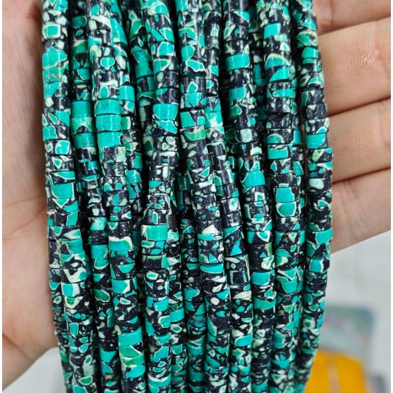 No_2412_Synthetic Black Green Imperial Jasper Disc (heishi) Spacer Beads_6*3mm_(Sold Per Strand)
