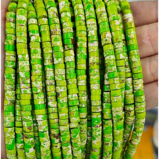 No_2415_Synthetic Grass Green Imperial Jasper Disc (heishi) Spacer Beads_6*3mm_(Sold Per Strand)
