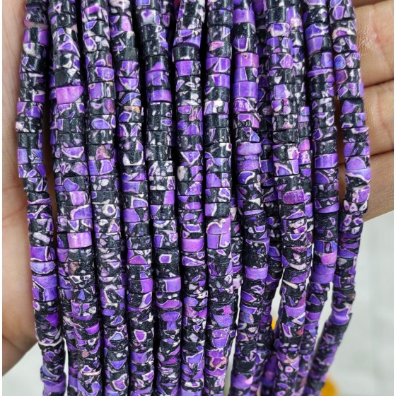 No_2416_Synthetic Black Purple Imperial Jasper Disc (heishi) Spacer Beads_6*3mm_(Sold Per Strand)