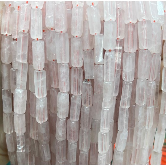 No_2417_Natural Rose Quartz Rectangle Beads_4*13mm_(Sold Per Strand)