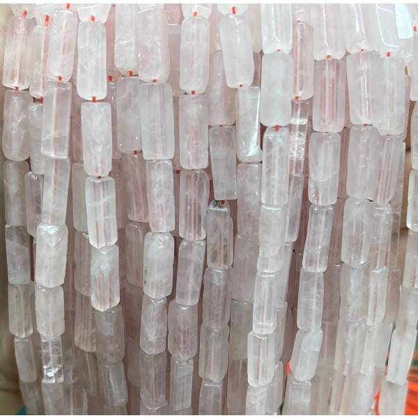 No_2417_Natural Rose Quartz Rectangle Beads_4*13mm_(Sold Per Strand)