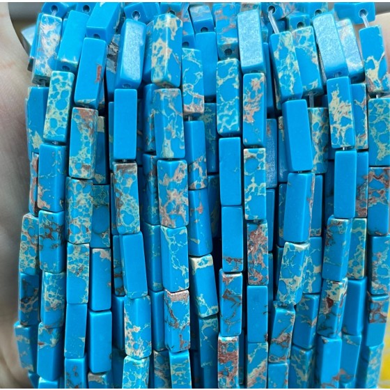 No_2418_Synthetic Blue Imperial Jasper Rectangle Beads_4*13mm_(Sold Per Strand)