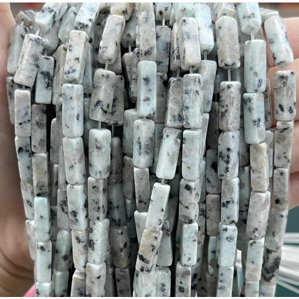 No_2427_Natural Kiwi Stone Blue Stone Rectangle Beads_4*13mm_(Sold Per Strand)