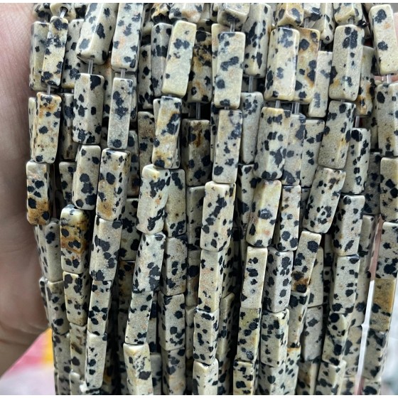 No_2430_Natural Dalmation Jasper Rectangle Beads_4*13mm_(Sold Per Strand)