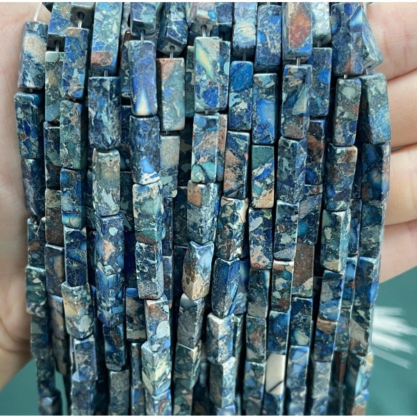 No_2435_Enhanced Ink Blue Imperial Jasper Rectangle_4*13mm_(Sold Per Strand)