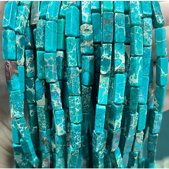 No_2438_Enhanced Hole Blue Imperial Jasper Rectangle_4*13mm_(Sold Per Strand)