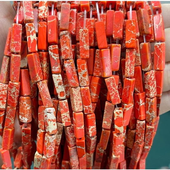 No_2439_Enhanced Orange Red Imperial Jasper Rectangle_4*13mm_(Sold Per Strand)