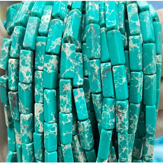 No_2440_Synthetic Green Imperial Jasper Rectangle_4*13mm_(Sold Per Strand)