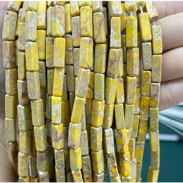 No_2441_Enhanced Bright Yellow Imperial Jasper Rectangle_4*13mm_(Sold Per Strand)