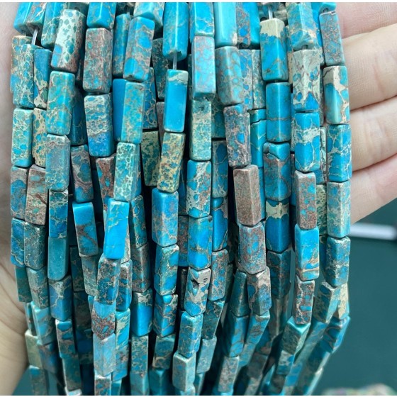 No_2445_Enhanced Lake Blue Imperial Jasper Rectangle_4*13mm_(Sold Per Strand)