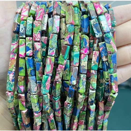 No_2446_Enhanced Colorful Imperial Jasper Rectangle_4*13mm_(Sold Per Strand)
