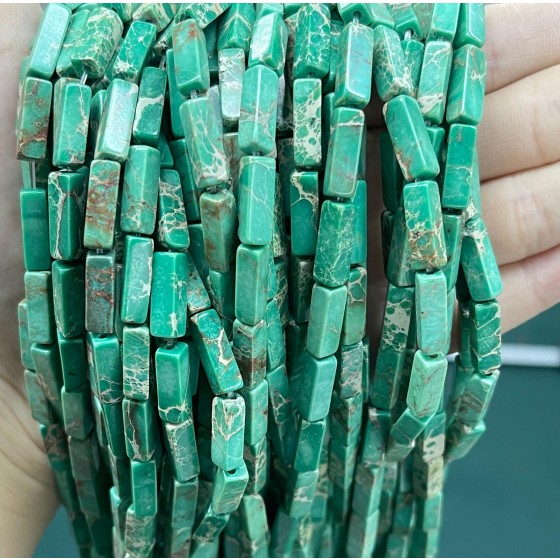 No_2447_Enhanced Green Imperial Jasper Rectangle_4*13mm_(Sold Per Strand)