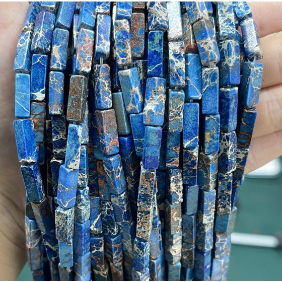 No_2448_Enhanced Deep Blue Imperial Jasper Rectangle_4*13mm_(Sold Per Strand)