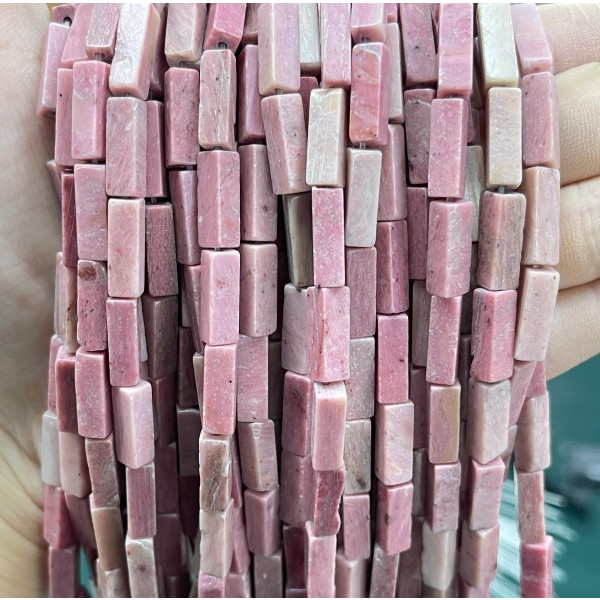 No_2456_Natural Rhodonite Rectangle_4*13mm_(Sold Per Strand)