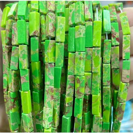 No_2457_Synthetic Grass Green Imperial Jasper Rectangle_4*13mm_(Sold Per Strand)