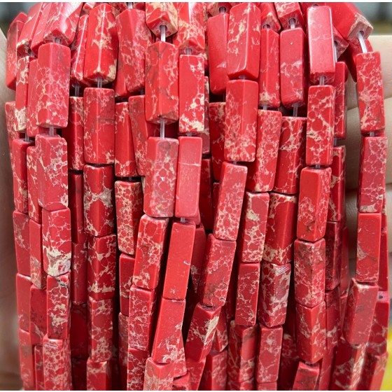 No_2458_Synthetic Red Imperial Jasper Rectangle_4*13mm_(Sold Per Strand)