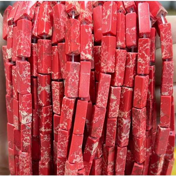No_2458_Synthetic Red Imperial Jasper Rectangle_4*13mm_(Sold Per Strand)