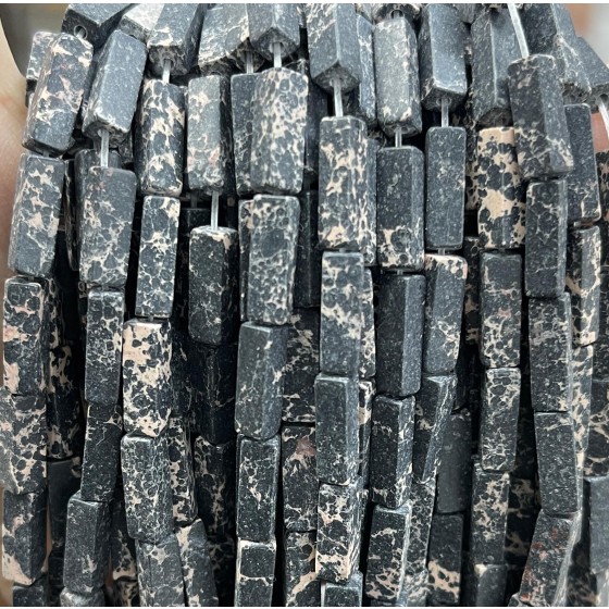No_2459_Synthetic Black Imperial Jasper Rectangle_4*13mm_(Sold Per Strand)