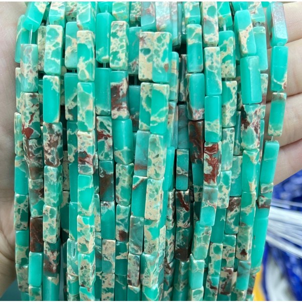 No_2461_Synthetic Green Serpentine Stone Rectangle_4*13mm_(Sold Per Strand)