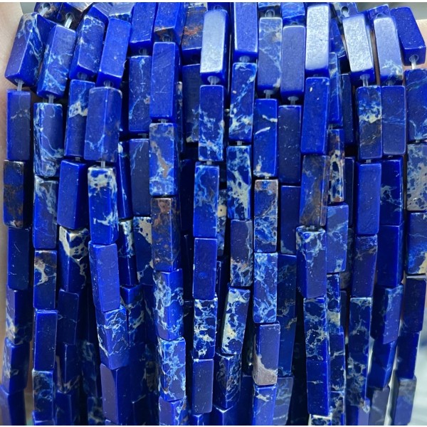 No_2462_Synthetic Dark Blue Imperial Jasper Rectangle_4*13mm_(Sold Per Strand)