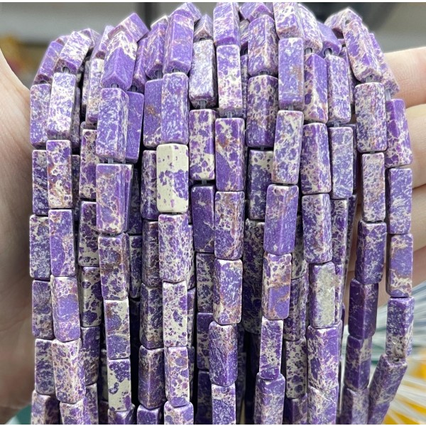 No_2466_Synthetic Light Purple Imperial Jasper Rectangle_4*13mm_(Sold Per Strand)