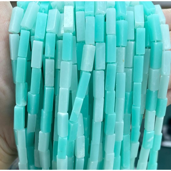 No_2480_Enhanced Light Lake Green Chalcedony Rectangle Beads_4*13mm_(Sold Per Strand)