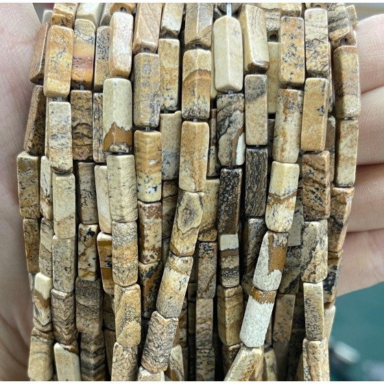 No_2484_Natural Picture Jasper Rectangle_4*13mm_(Sold Per Strand)