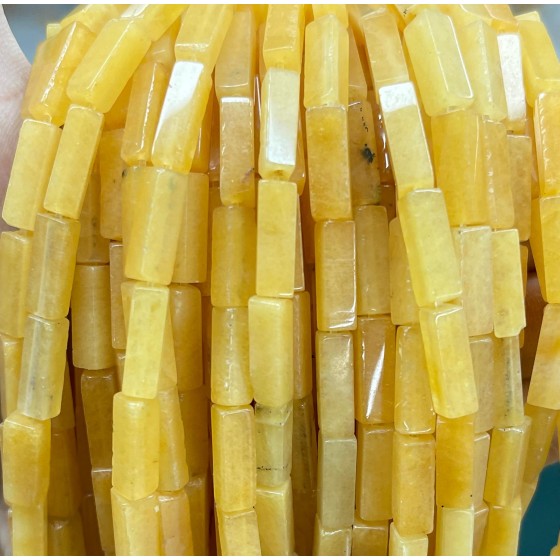 No_2493_Enhanced Bright Yellow Chalcedony Rectangle Beads_4*13mm_(Sold Per Strand)