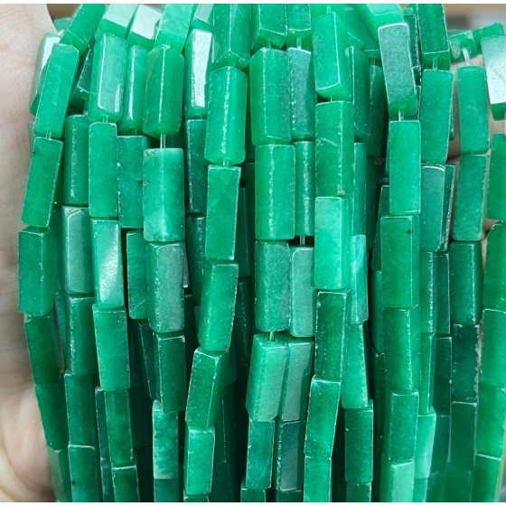 No_2494_Enhanced Dry Green Chalcedony Rectangle Beads_4*13mm_(Sold Per Strand)