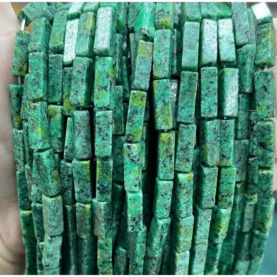 No_2501_Imitated Green Sesame Jasper Chalcedony Rectangle Beads_4*13mm_(Sold Per Strand)