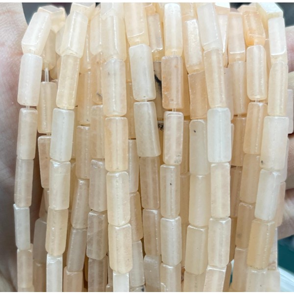 No_2505_Natural Cream Yellow Jade Rectangle_4*13mm_(Sold Per Strand)