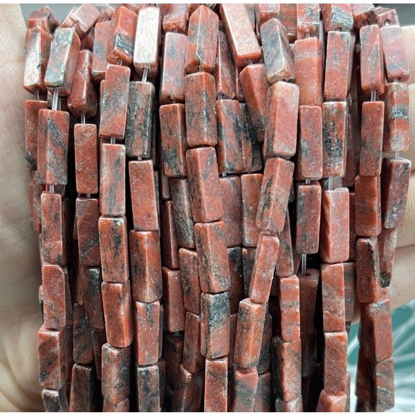 No_2508_Natural Sesame Red Jasper Rectangle_4*13mm_(Sold Per Strand)